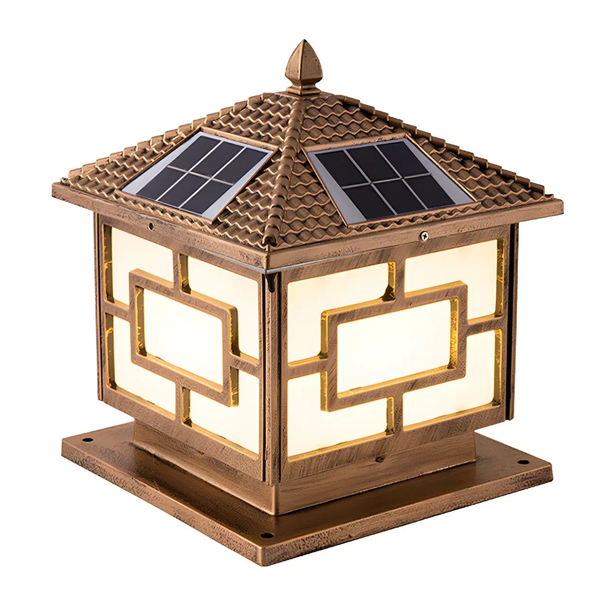 Vintage Solar-Powered Lantern Metal Outdoor Table Lamp Image - 7