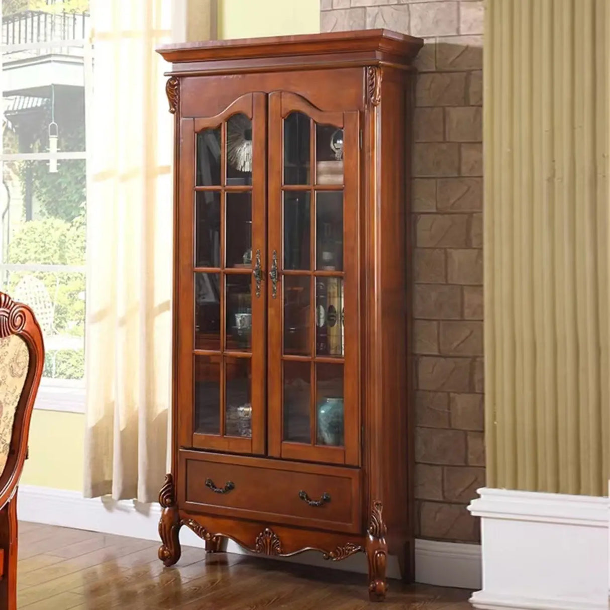 Vintage Solid Wood 2-Door Cabinet Organizer Bookcase Image - 1