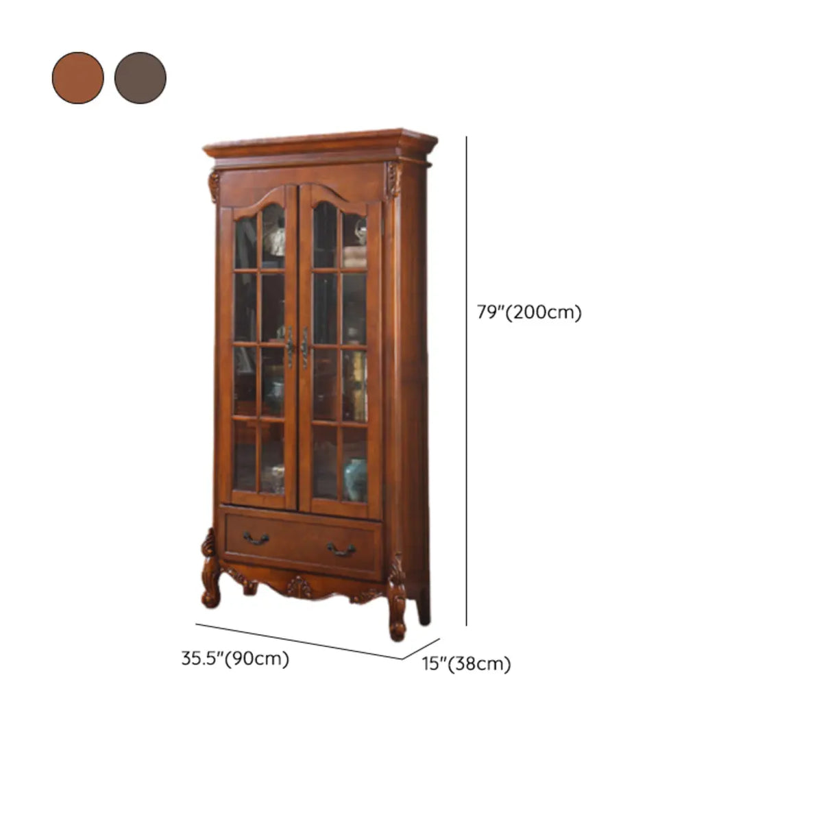 Vintage Solid Wood 2-Door Cabinet Organizer Bookcase 