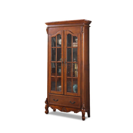 Vintage Solid Wood 2-Door Cabinet Organizer Bookcase Image - 2