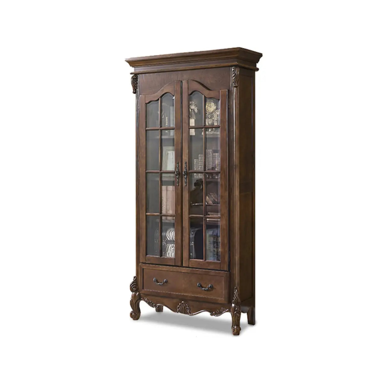 Vintage Solid Wood 2-Door Cabinet Organizer Bookcase Image - 3