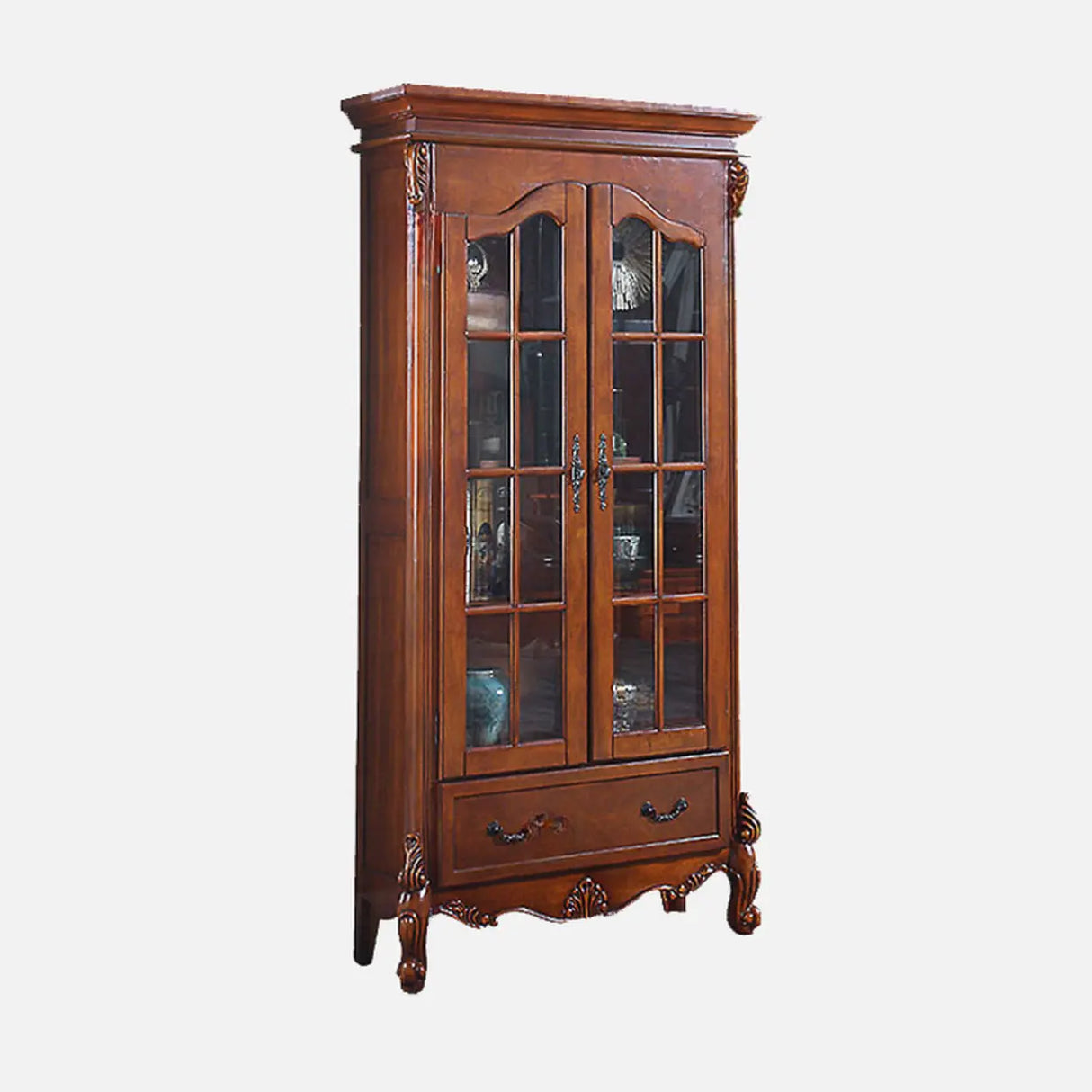 Vintage Solid Wood 2-Door Cabinet Organizer Bookcase Image - 6