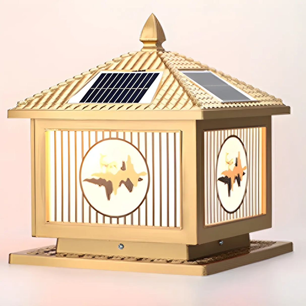 Vintage Square Chic Pattern Metal Solar Outdoor Lamp Image - 11