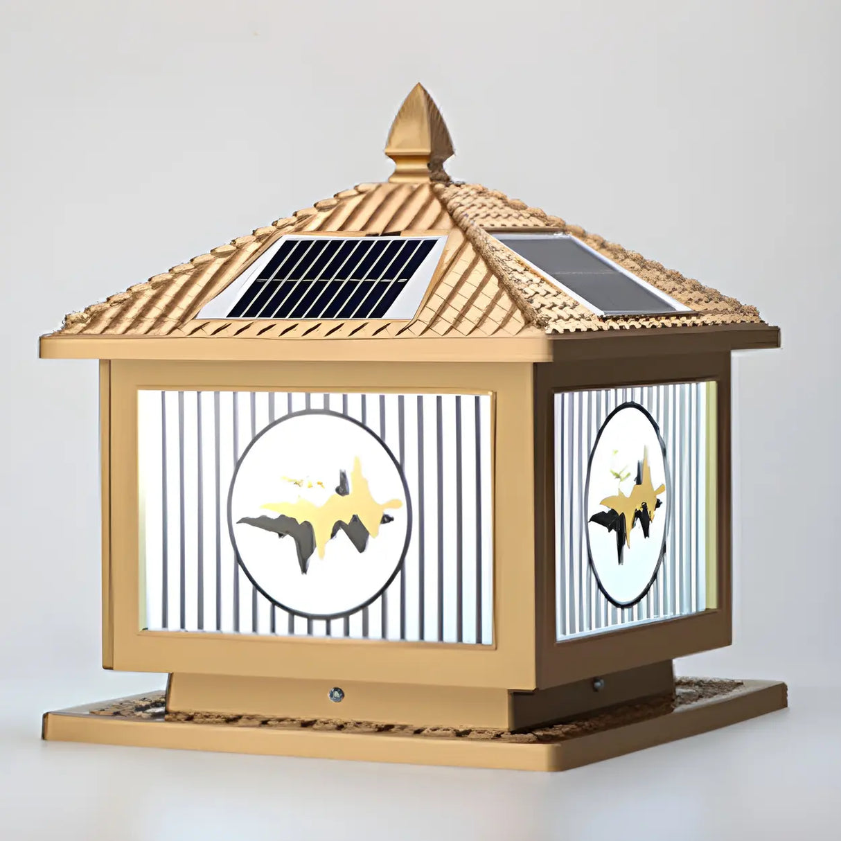 Vintage Square Chic Pattern Metal Solar Outdoor Lamp Image - 12