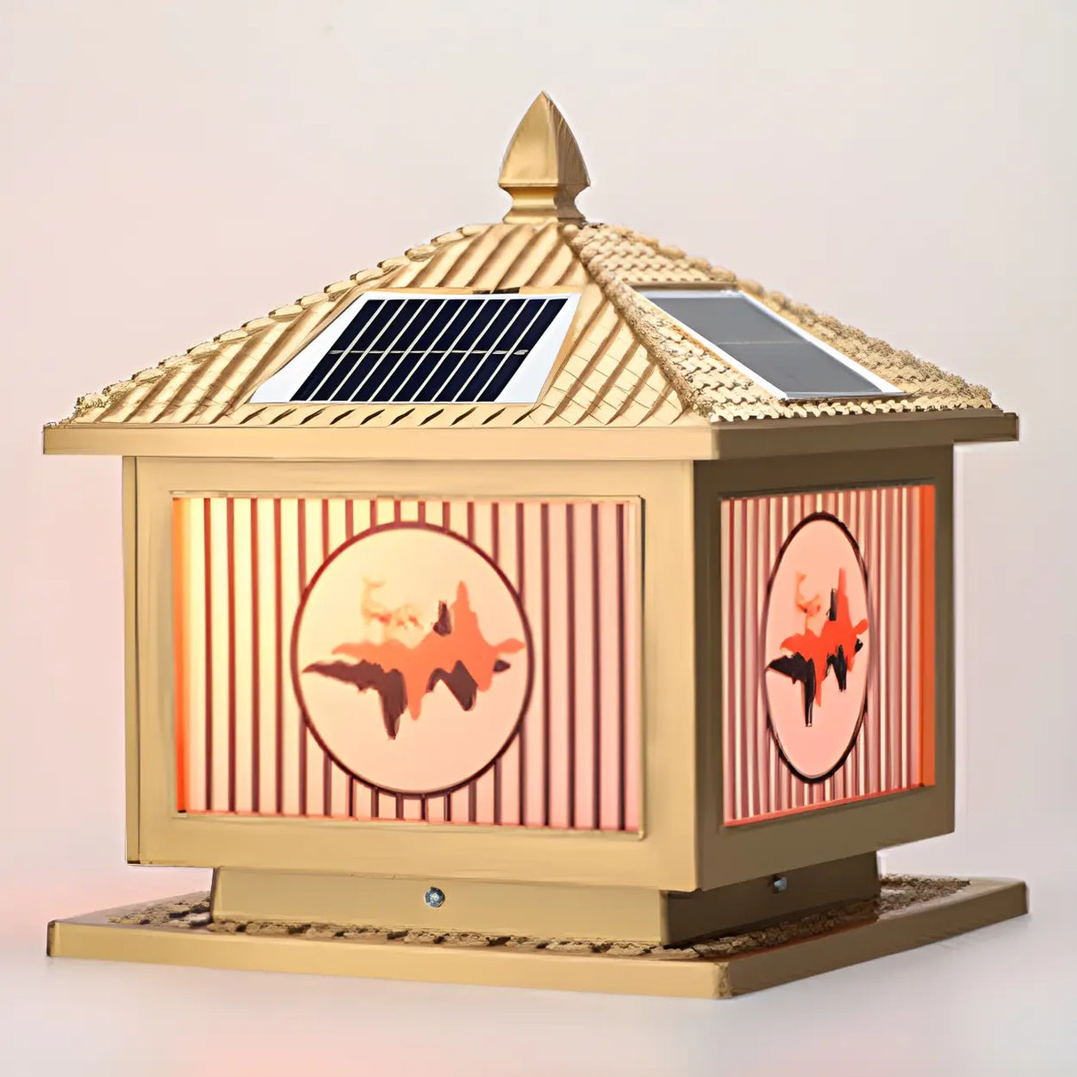 Vintage Square Chic Pattern Metal Solar Outdoor Lamp Image - 13