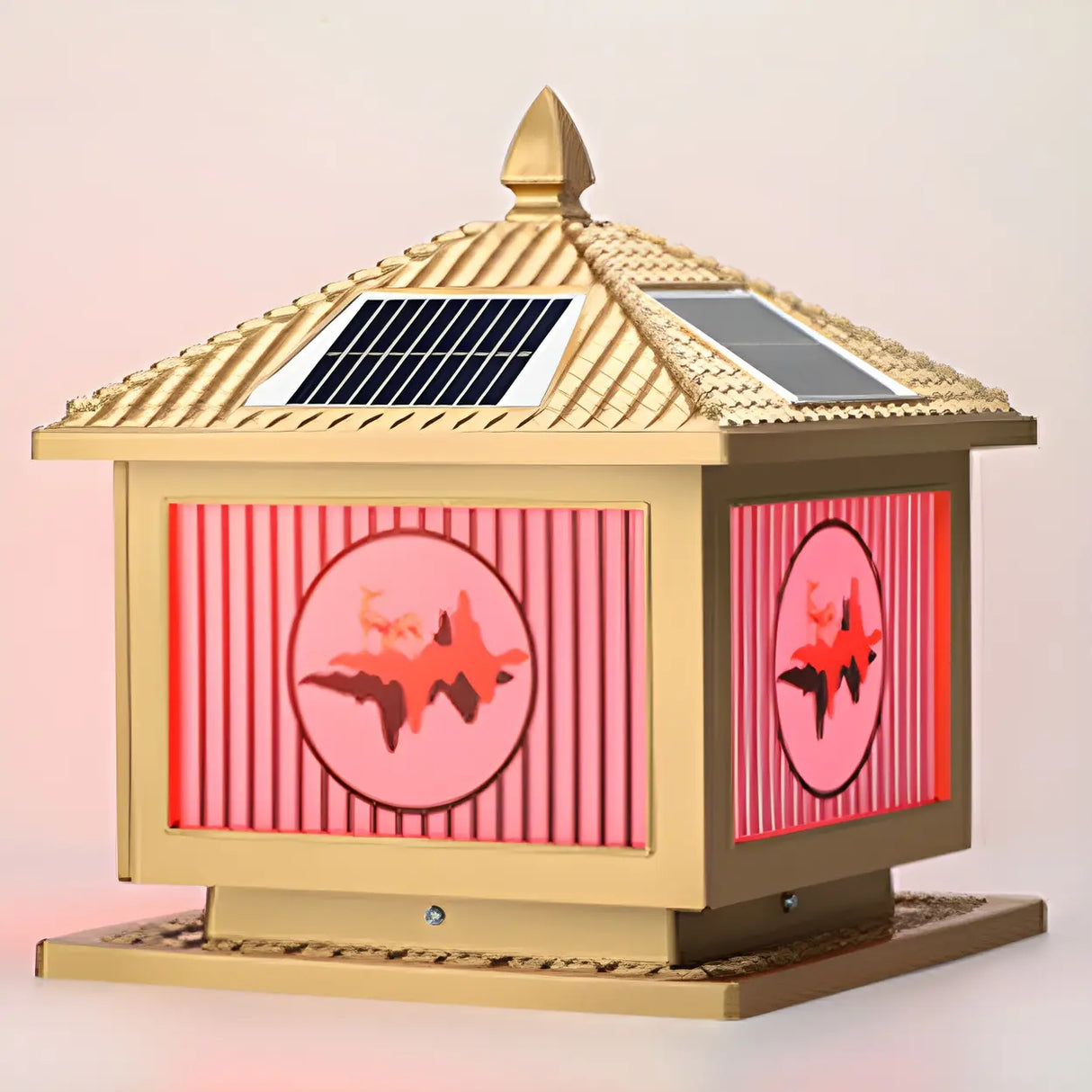 Vintage Square Chic Pattern Metal Solar Outdoor Lamp Image - 14