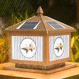 Vintage Square Chic Pattern Metal Solar Outdoor Lamp Image - 15
