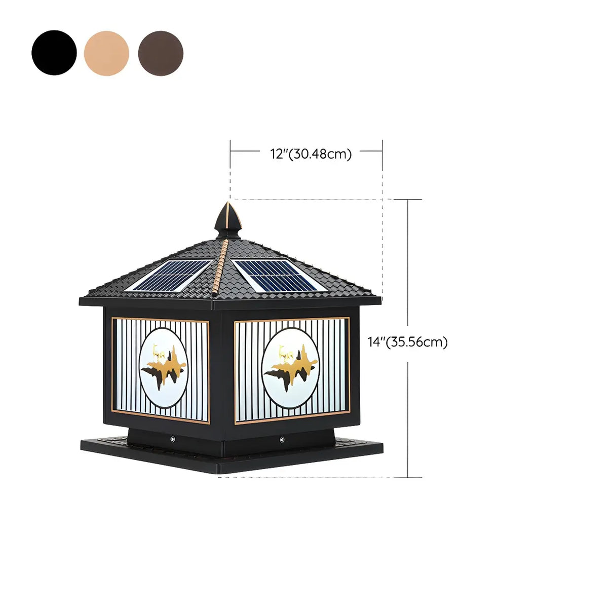 Vintage Square Chic Pattern Metal Solar Outdoor Lamp Image - 19