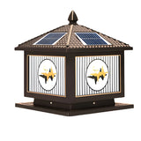 Vintage Square Chic Pattern Metal Solar Outdoor Lamp Image - 2
