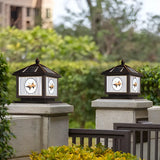 Vintage Square Chic Pattern Metal Solar Outdoor Lamp Image - 5