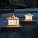Vintage Square Chic Pattern Metal Solar Outdoor Lamp Image - 6