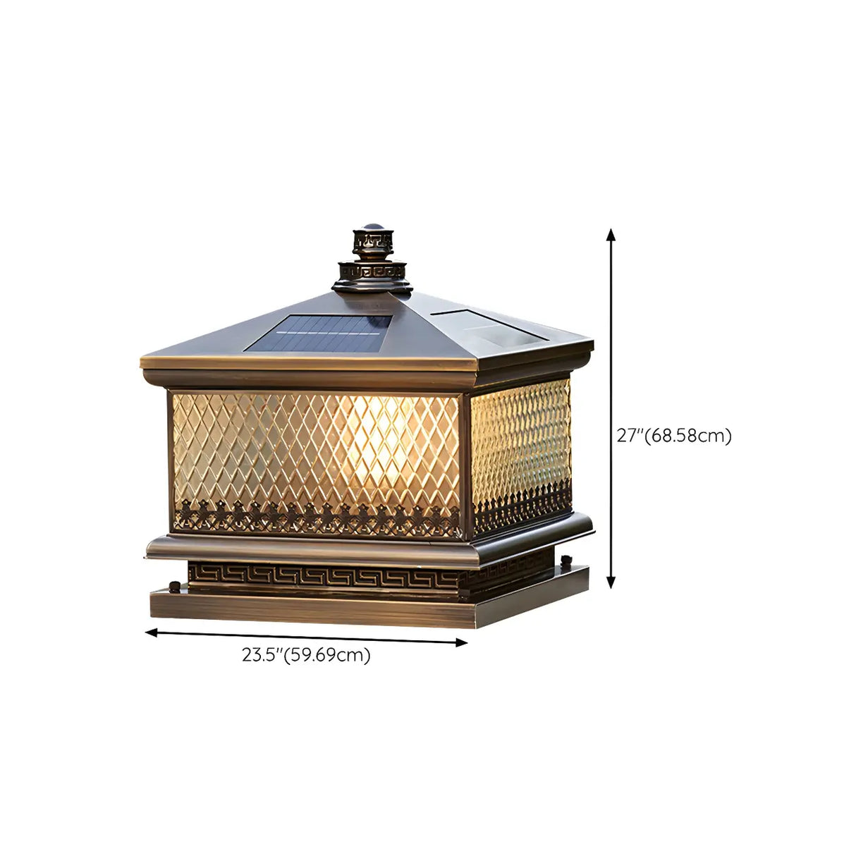 Vintage Square Glass Outdoor Metal Lantern Pillar Light Image - 20