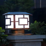 Vintage Square Metal Bronze Post Outdoor Table Lamp Image - 11