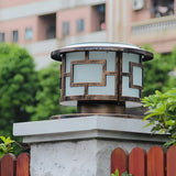 Vintage Square Metal Bronze Post Outdoor Table Lamp Image - 13