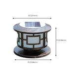 Vintage Square Metal Bronze Post Outdoor Table Lamp #size