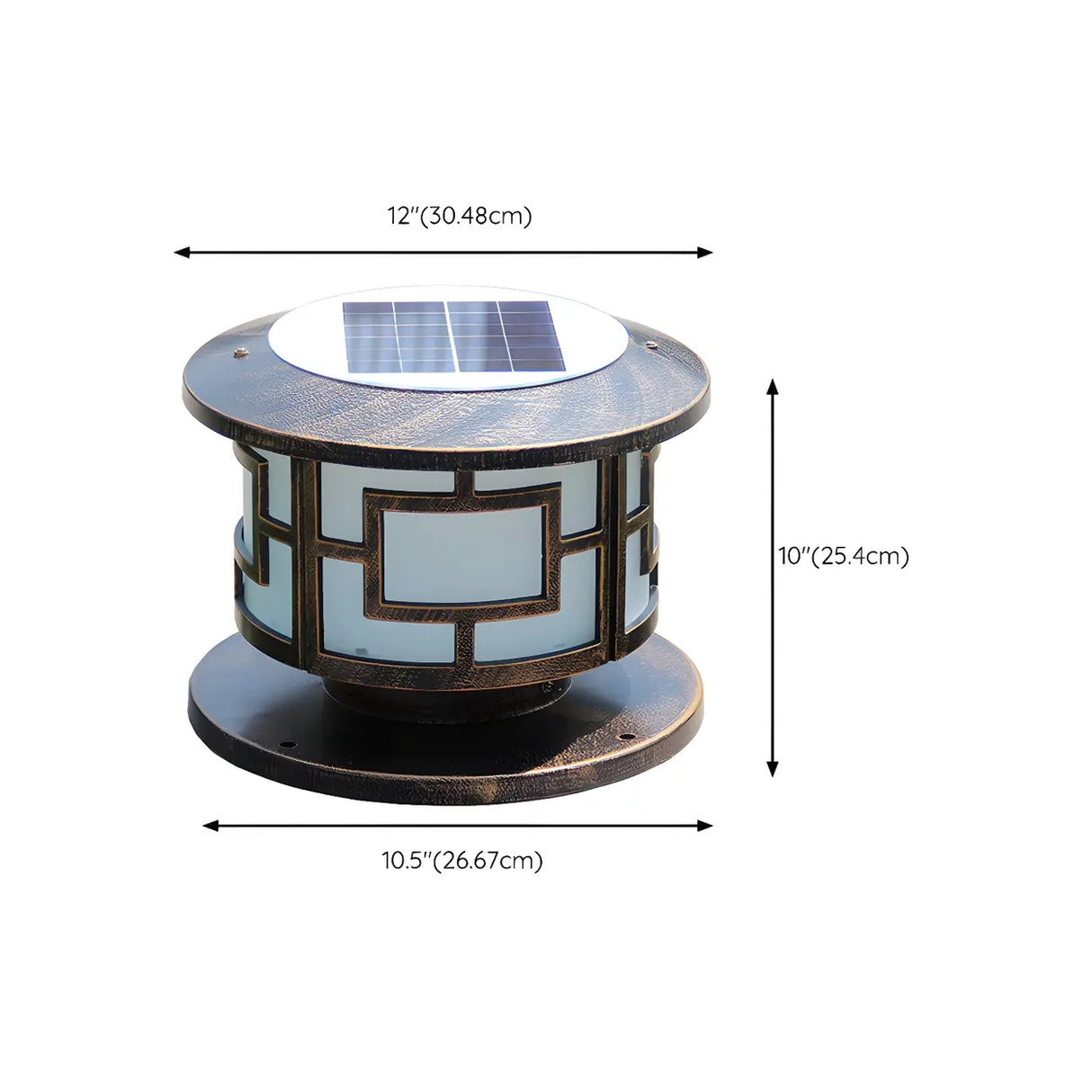 Vintage Square Metal Bronze Post Outdoor Table Lamp Image - 16