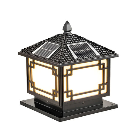 Vintage Square Metal Outdoor Solar Lantern Lamp Gold Image - 2