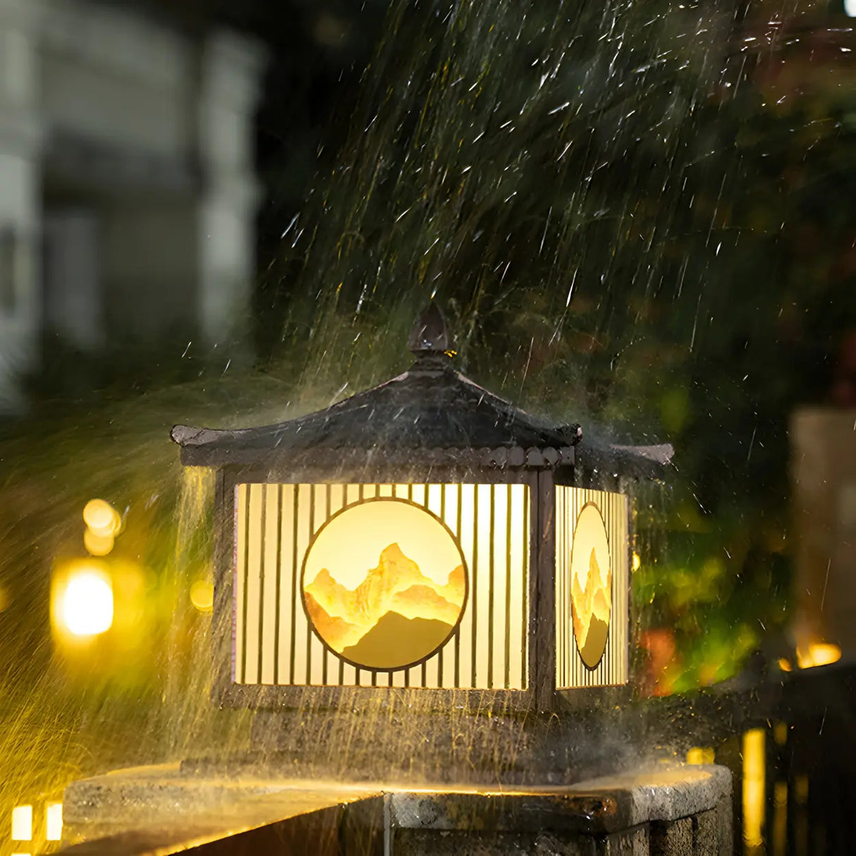 Vintage Square Metal Solar Garden Outdoor Lamp Bronze Image - 11