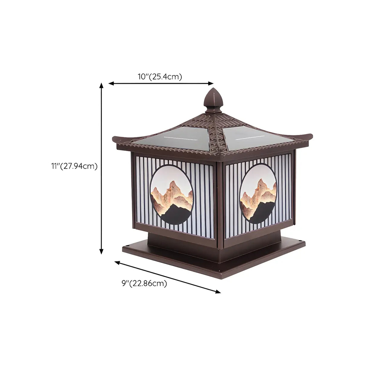 Vintage Square Metal Solar Garden Outdoor Lamp Bronze Image - 13