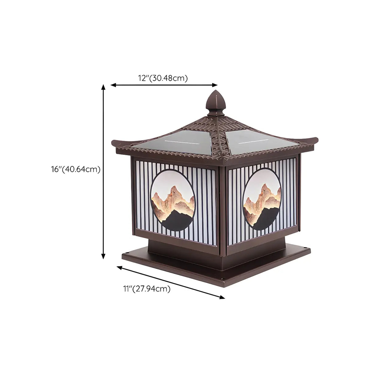 Vintage Square Metal Solar Garden Outdoor Lamp Bronze Image - 14