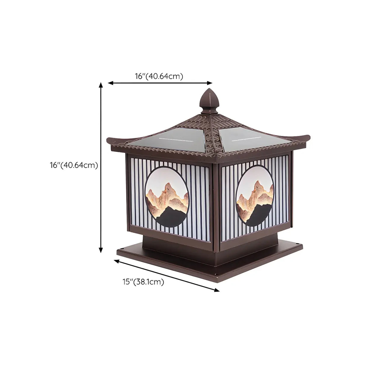 Vintage Square Metal Solar Garden Outdoor Lamp Bronze Image - 15