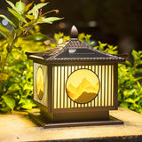 Vintage Square Metal Solar Garden Outdoor Lamp Bronze Image - 3