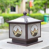 Vintage Square Metal Solar Garden Outdoor Lamp Bronze Image - 5