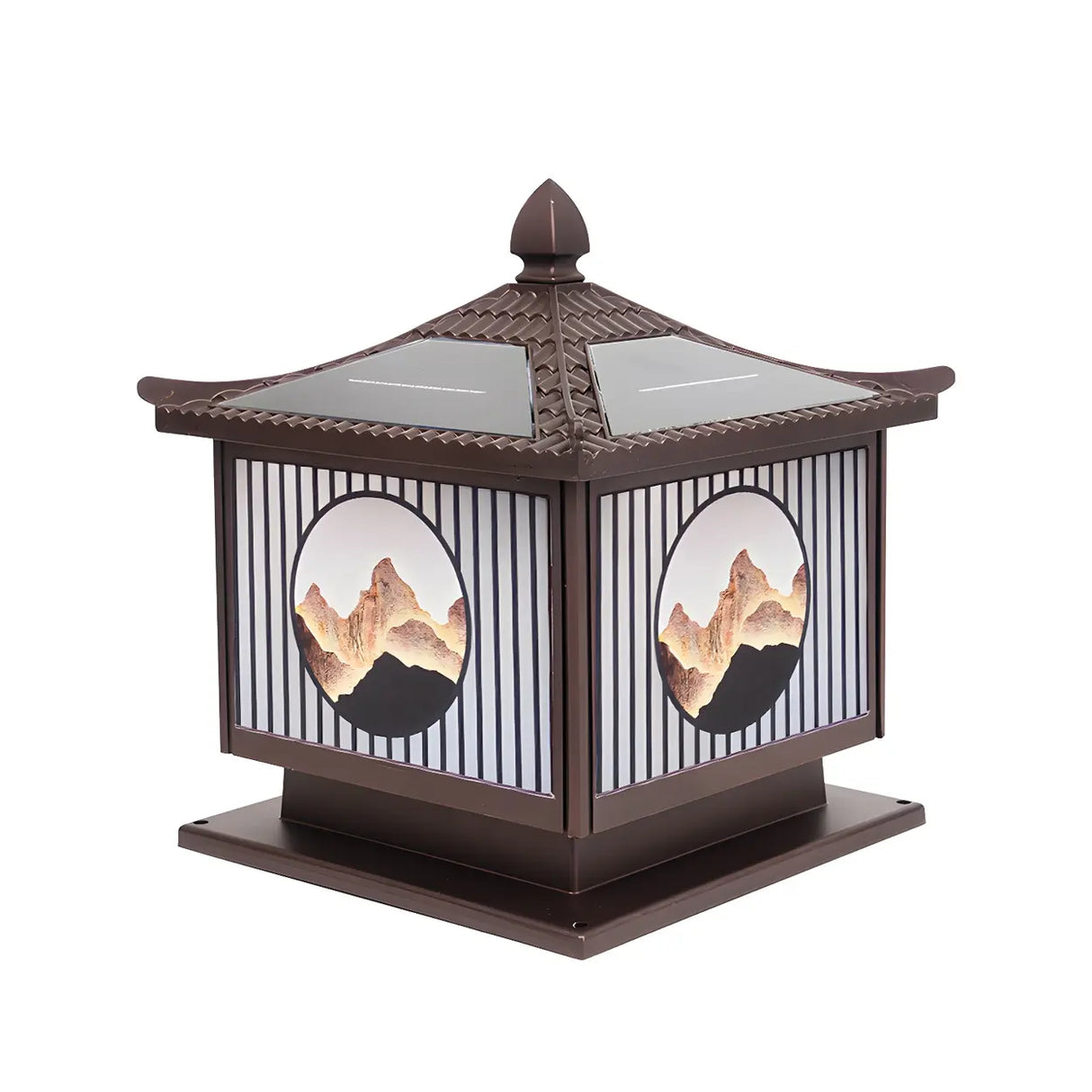 Vintage Square Metal Solar Garden Outdoor Lamp Bronze Image - 6