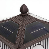 Vintage Square Metal Solar Garden Outdoor Lamp Bronze Image - 7