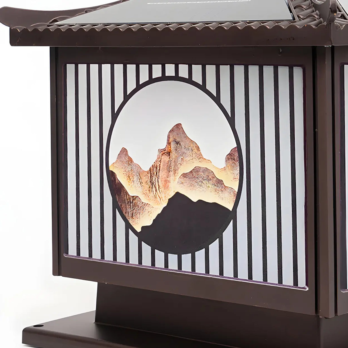 Vintage Square Metal Solar Garden Outdoor Lamp Bronze Image - 8