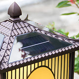 Vintage Square Metal Solar Garden Outdoor Lamp Bronze Image - 9