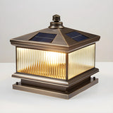 Vintage Square Metal Solar Outdoor Glass Post Light Image - 10
