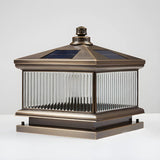 Vintage Square Metal Solar Outdoor Glass Post Light Image - 11