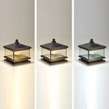 Vintage Square Metal Solar Outdoor Glass Post Light Image - 12