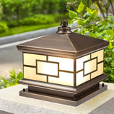 Vintage Square Metal Solar Outdoor Glass Post Light Image - 16