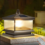 Vintage Square Metal Solar Outdoor Glass Post Light Image - 17