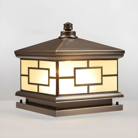 Vintage Square Metal Solar Outdoor Glass Post Light Image - 2
