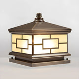 Vintage Square Metal Solar Outdoor Glass Post Light Image - 2