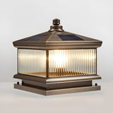 Vintage Square Metal Solar Outdoor Glass Post Light Image - 4