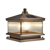 Vintage Square Metal Solar Outdoor Glass Post Light Image - 7