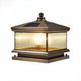 Vintage Square Metal Solar Outdoor Glass Post Light Image - 8