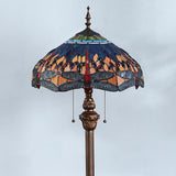 Vintage Tiffany Style Dome Stained Glass Floor Lamp Image - 8