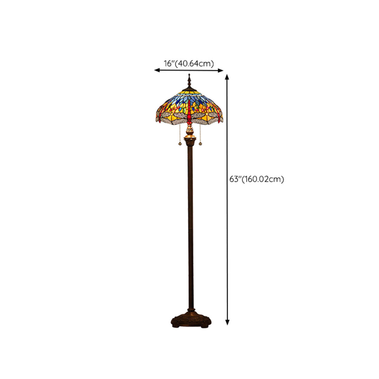 Vintage Tiffany Style Dome Stained Glass Floor Lamp 