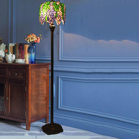 Vintage Tiffany Style Stained Dome Glass Floor Lamp Image - 1