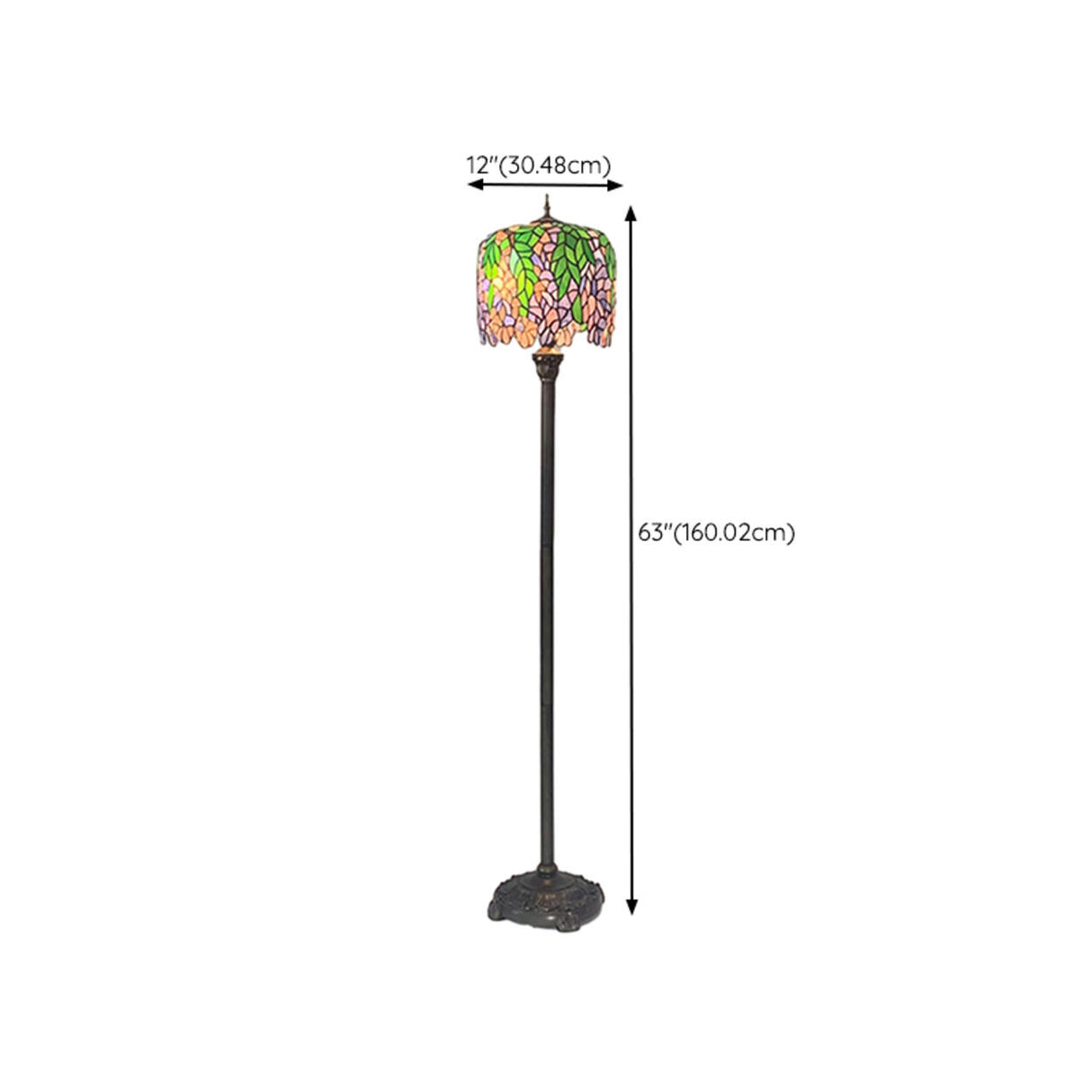 Vintage Tiffany Style Stained Dome Glass Floor Lamp 