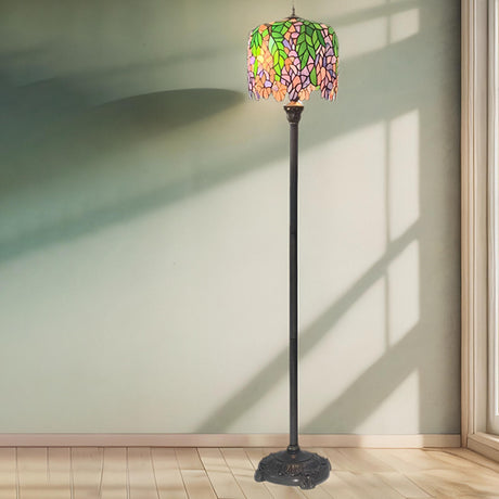 Vintage Tiffany Style Stained Dome Glass Floor Lamp Image - 2