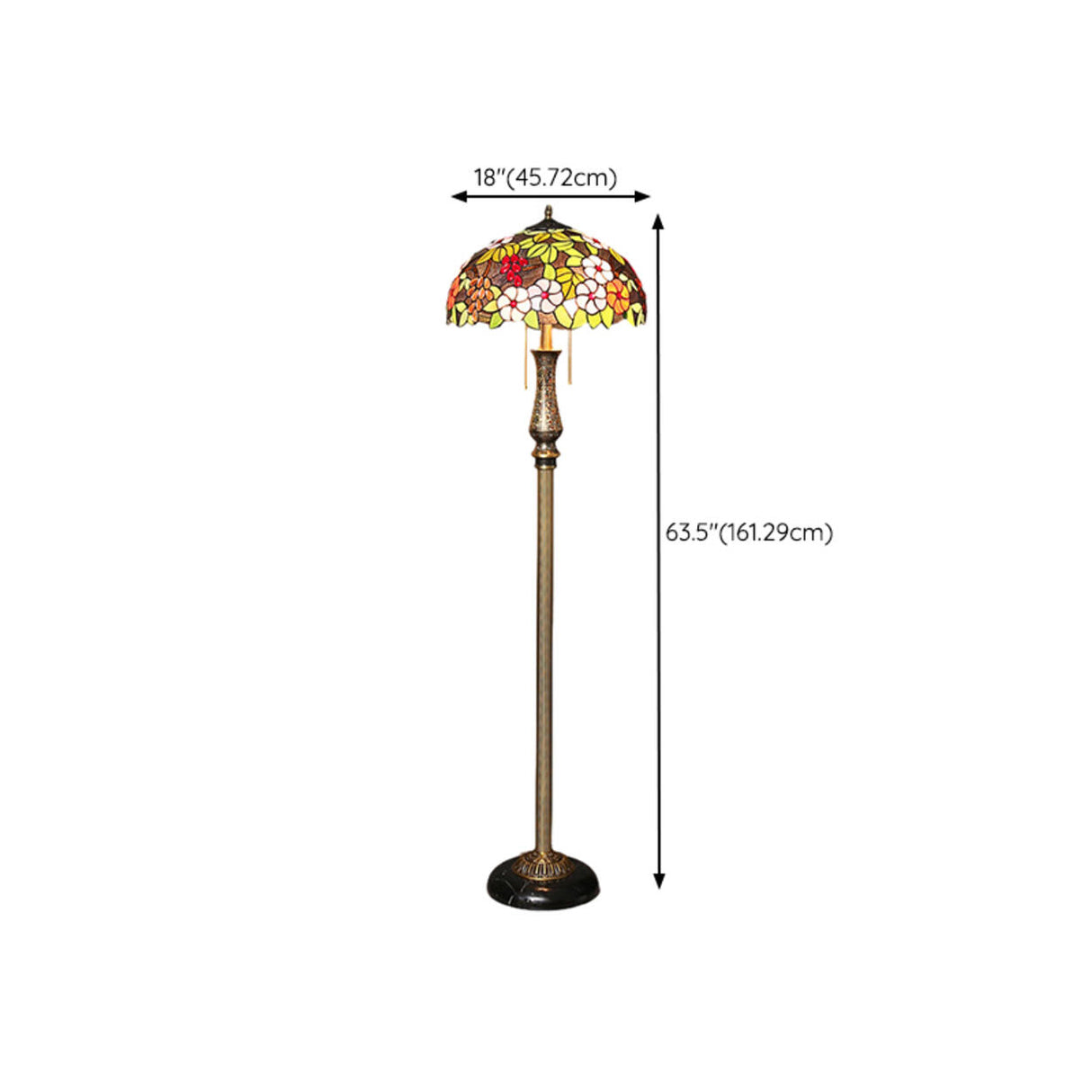 Vintage Tiffany-Style Stained Glass Dome Floor Lamp 
