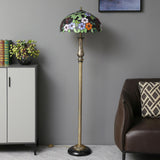 Vintage Tiffany-Style Stained Glass Dome Floor Lamp Image - 2