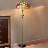 Vintage Tiffany-Style Stained Glass Dome Floor Lamp Image - 3