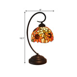 Vintage Tiffany Style Stained Glass Flower Desk Lamp Image - 4
